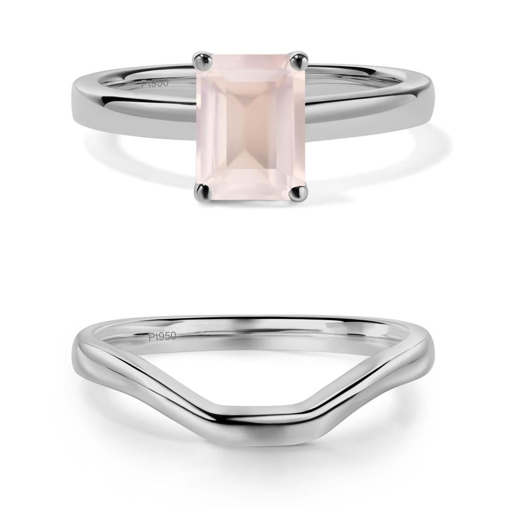 Emerald Cut Rose Quartz Solitaire Ring - LUO Jewelry #metal_xxxxx