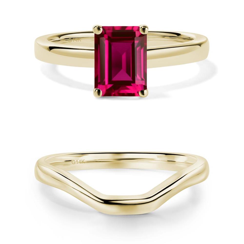 Ruby Plain Band Solitaire Engagement Ring - LUO Jewelry #metal_xxxxx