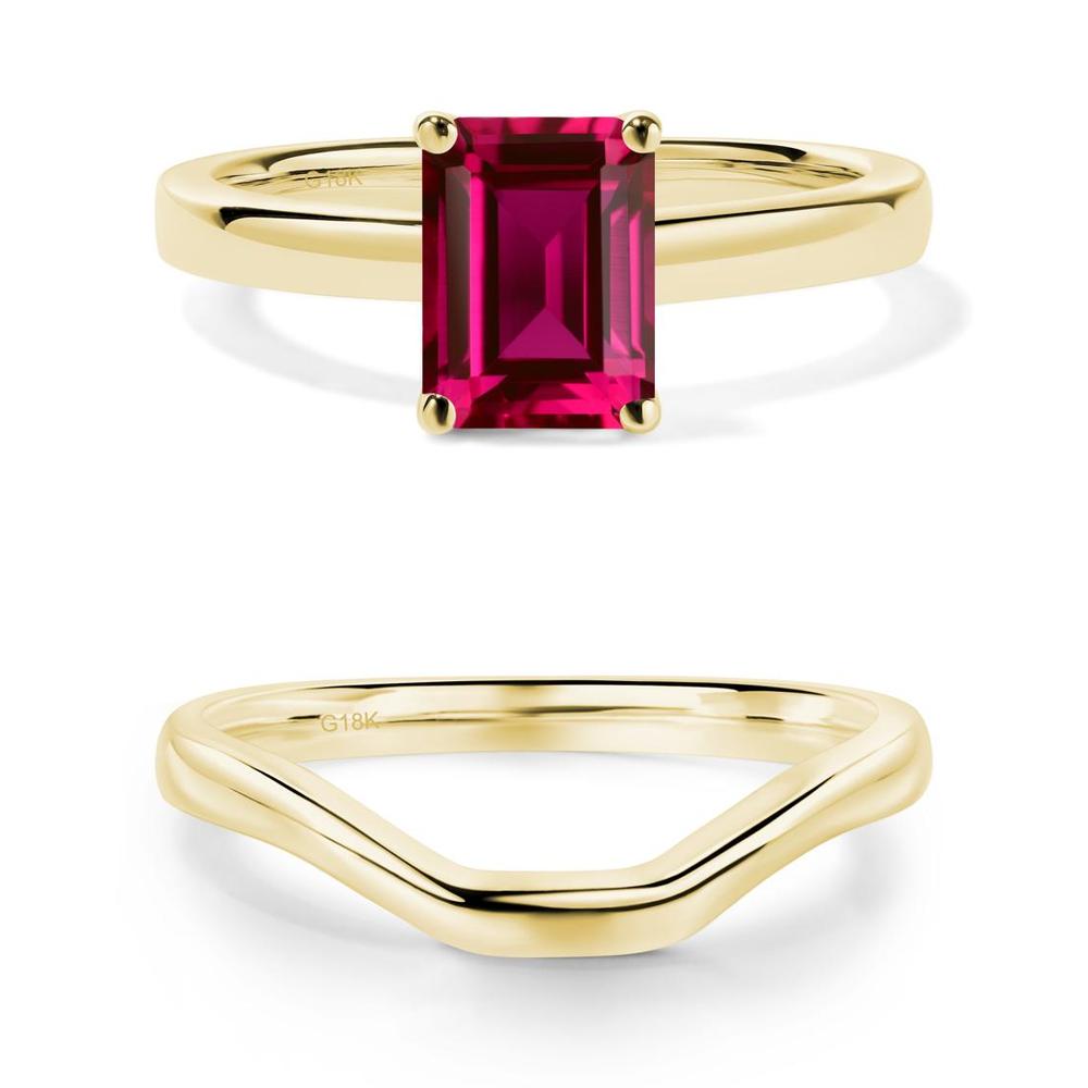 Ruby Plain Band Solitaire Engagement Ring - LUO Jewelry #metal_xxxxx