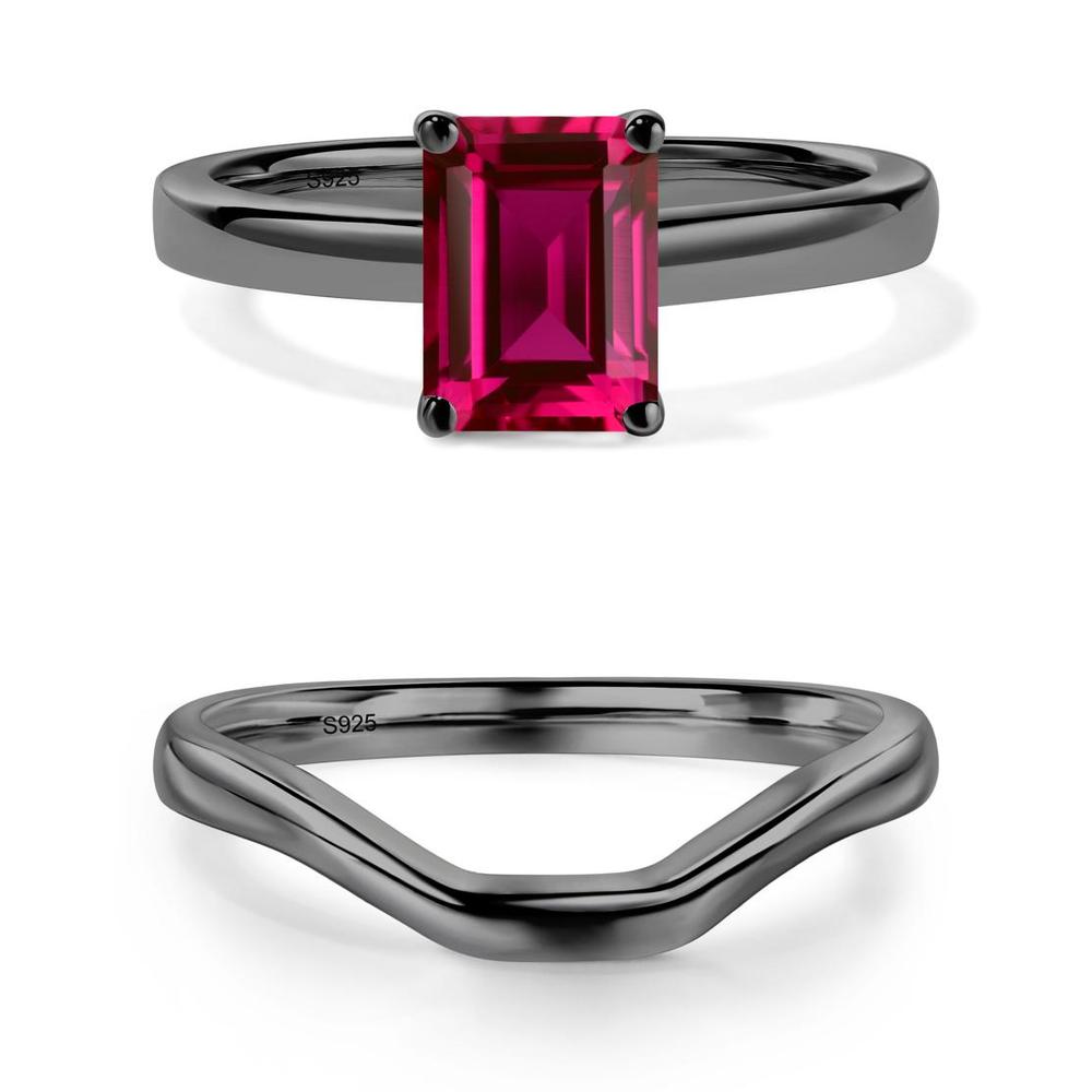 Ruby Plain Band Solitaire Engagement Ring - LUO Jewelry #metal_xxxxx