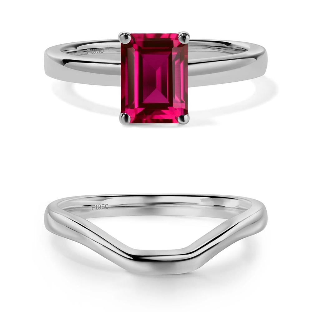 Ruby Plain Band Solitaire Engagement Ring - LUO Jewelry #metal_xxxxx