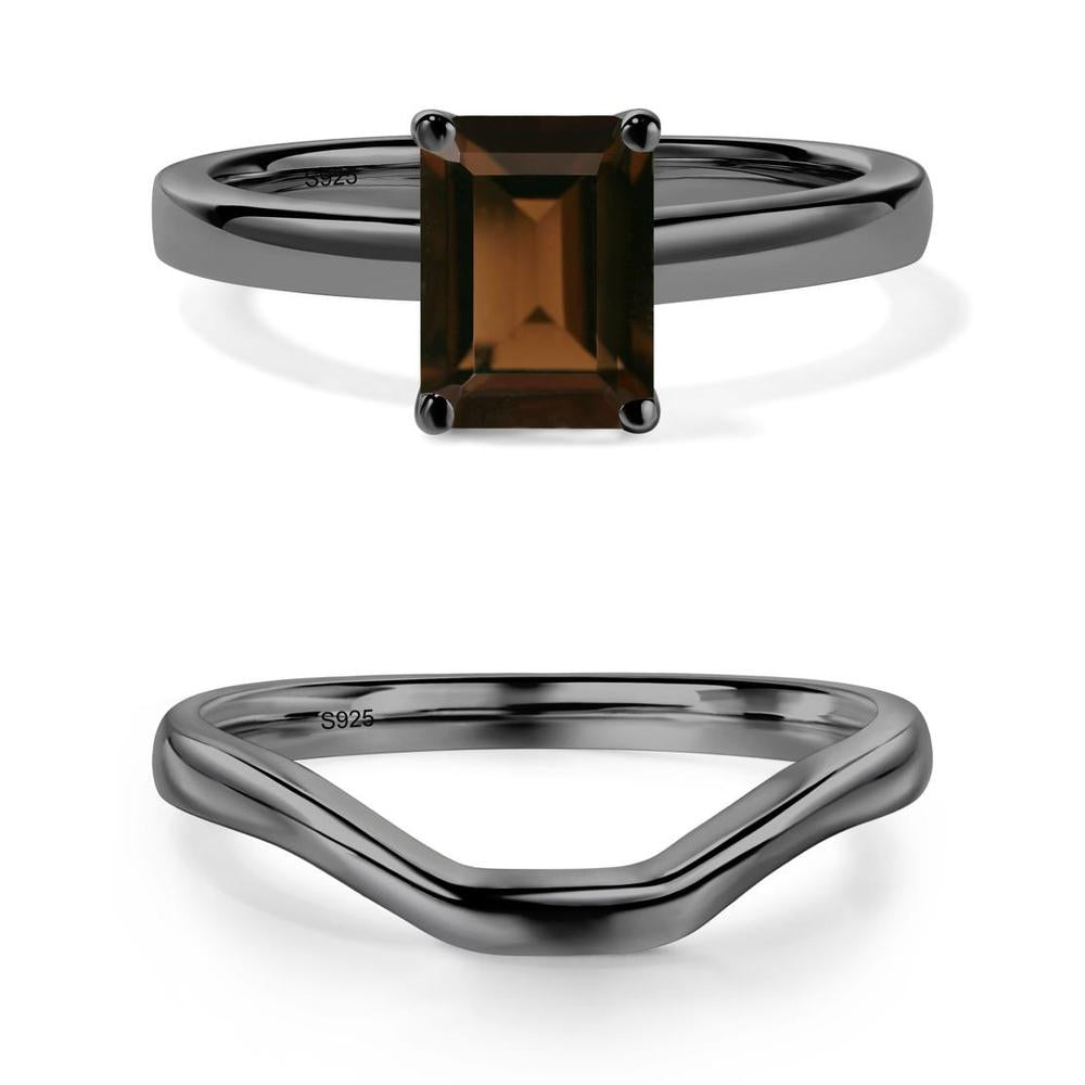 Smoky Quartz Plain Band Solitaire Engagement Ring - LUO Jewelry #metal_xxxxx