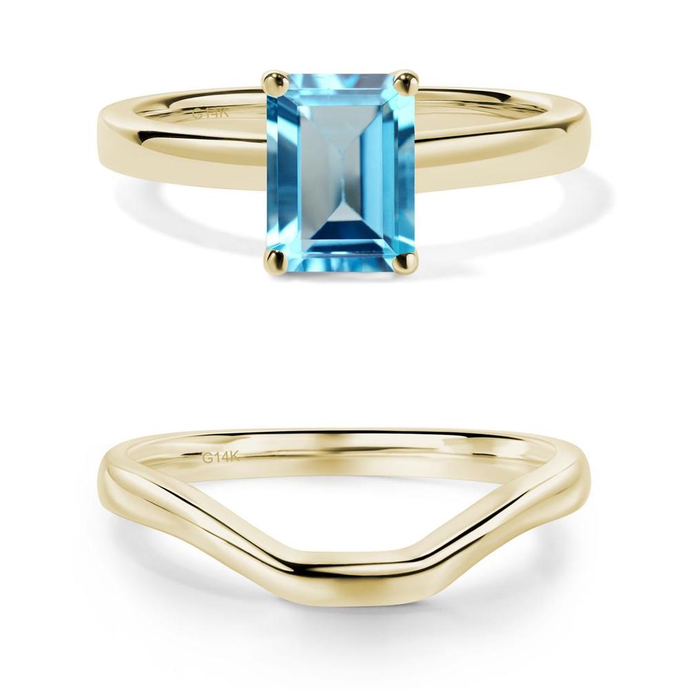 Emerald Cut Swiss Blue Topaz Solitaire Ring - LUO Jewelry #metal_xxxxx