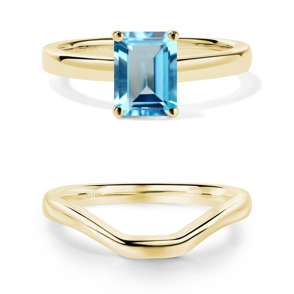 Emerald Cut Swiss Blue Topaz Solitaire Ring - LUO Jewelry #metal_xxxxx