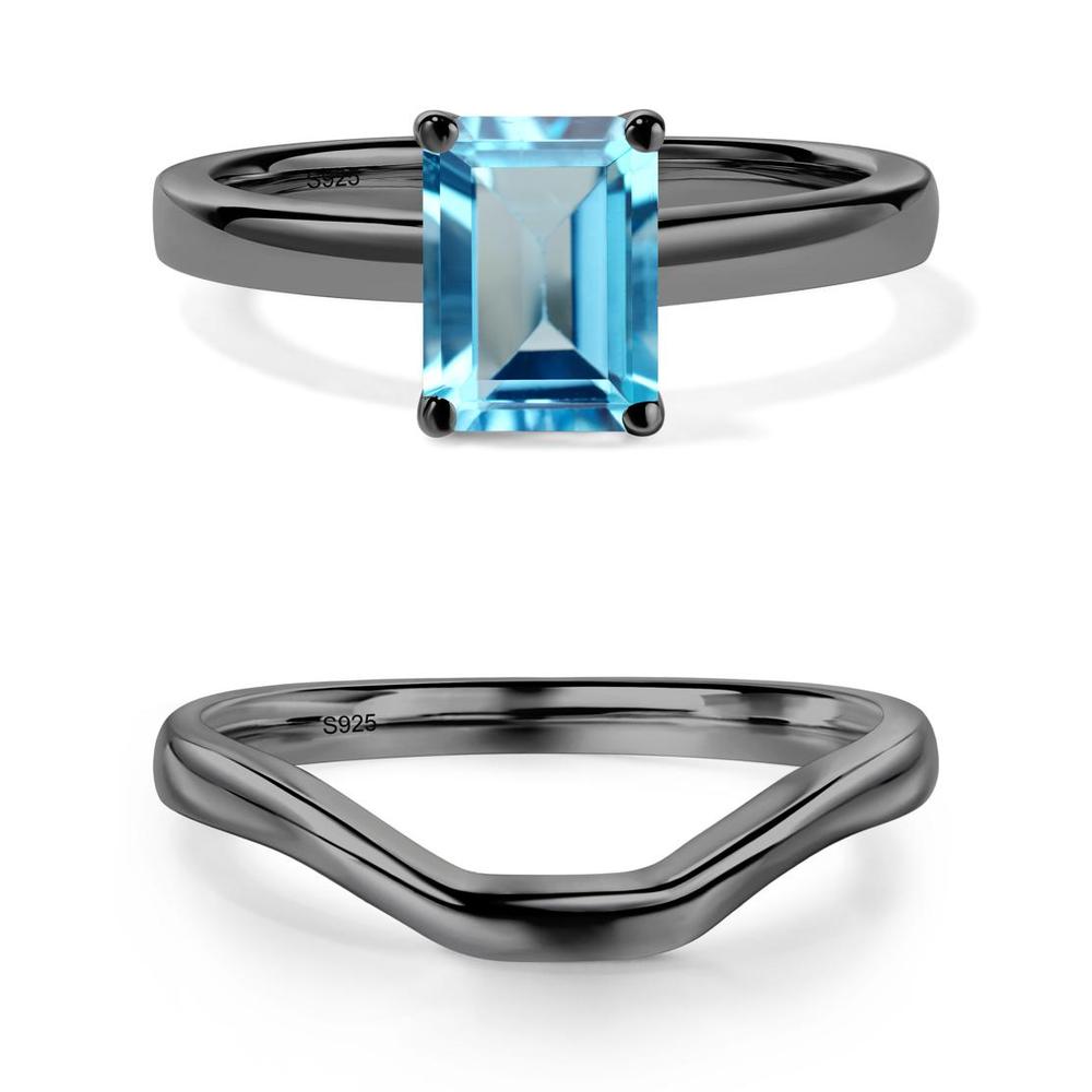 Emerald Cut Swiss Blue Topaz Solitaire Ring - LUO Jewelry #metal_xxxxx