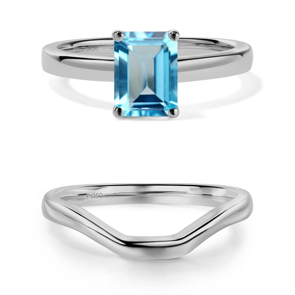 Emerald Cut Swiss Blue Topaz Solitaire Ring - LUO Jewelry #metal_xxxxx