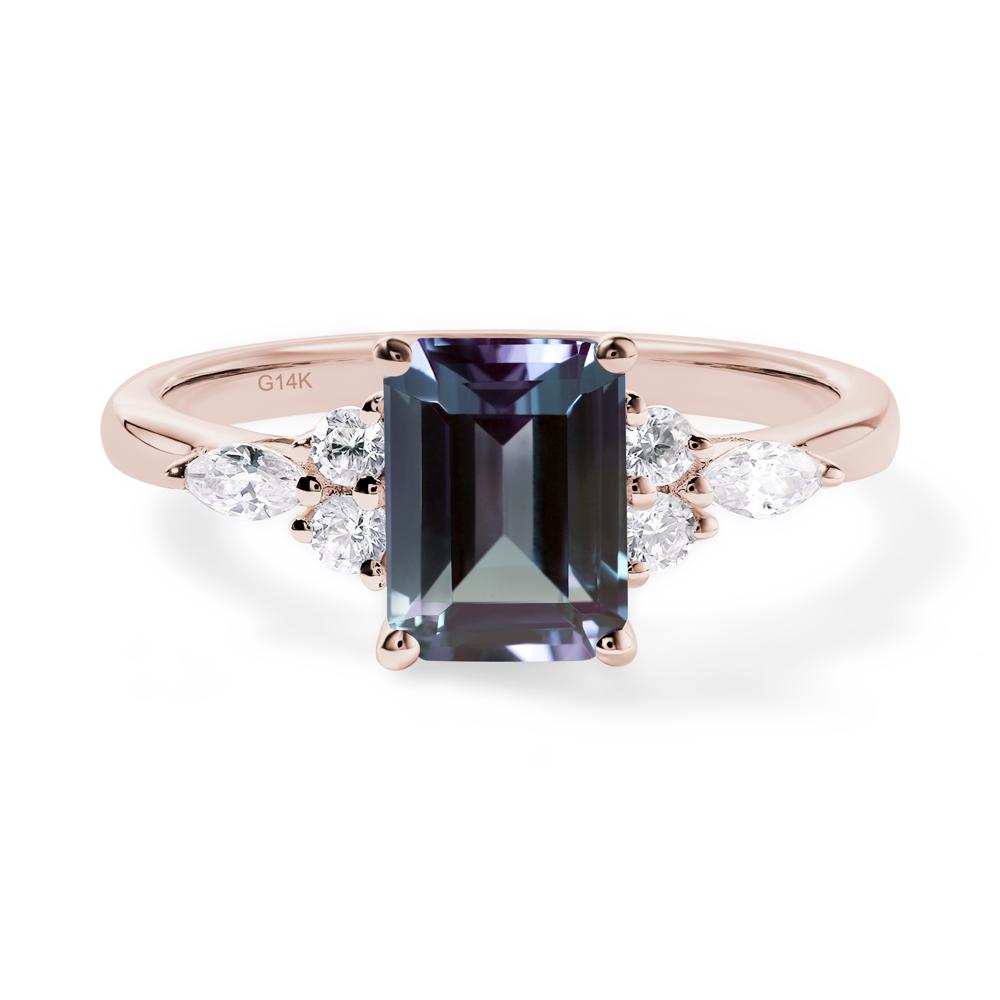 Simple Emerald Cut Alexandrite Ring - LUO Jewelry #metal_14k rose gold