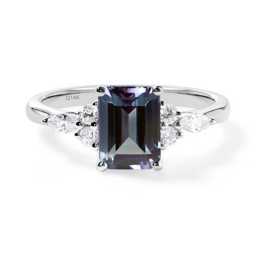 Simple Emerald Cut Alexandrite Ring - LUO Jewelry #metal_14k white gold