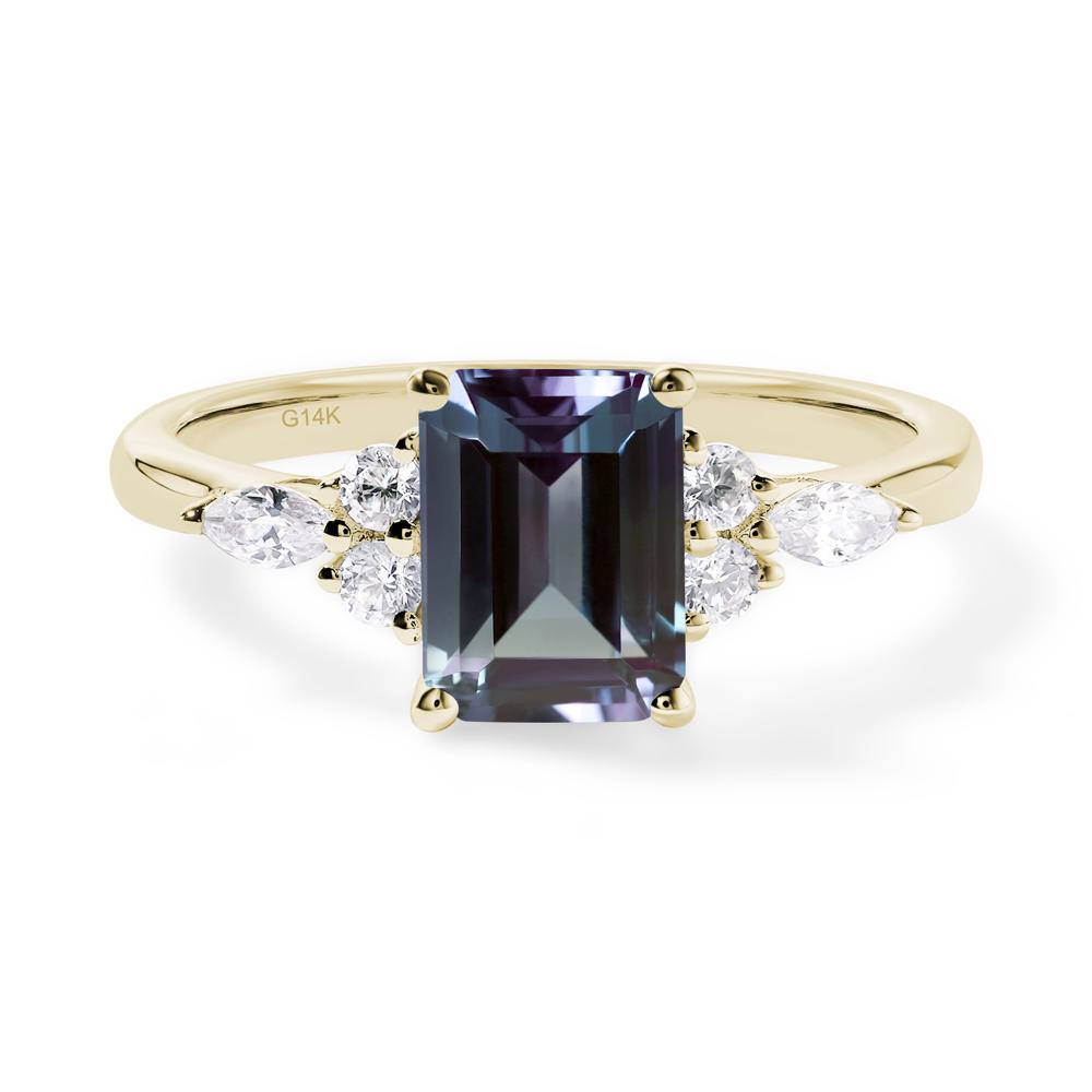 Simple Emerald Cut Alexandrite Ring - LUO Jewelry #metal_14k yellow gold