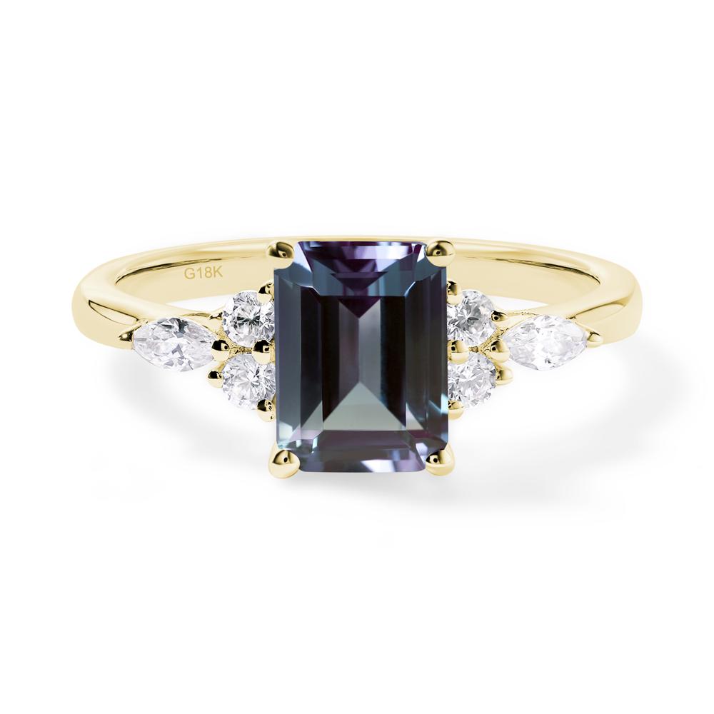 Simple Emerald Cut Alexandrite Ring - LUO Jewelry #metal_18k yellow gold