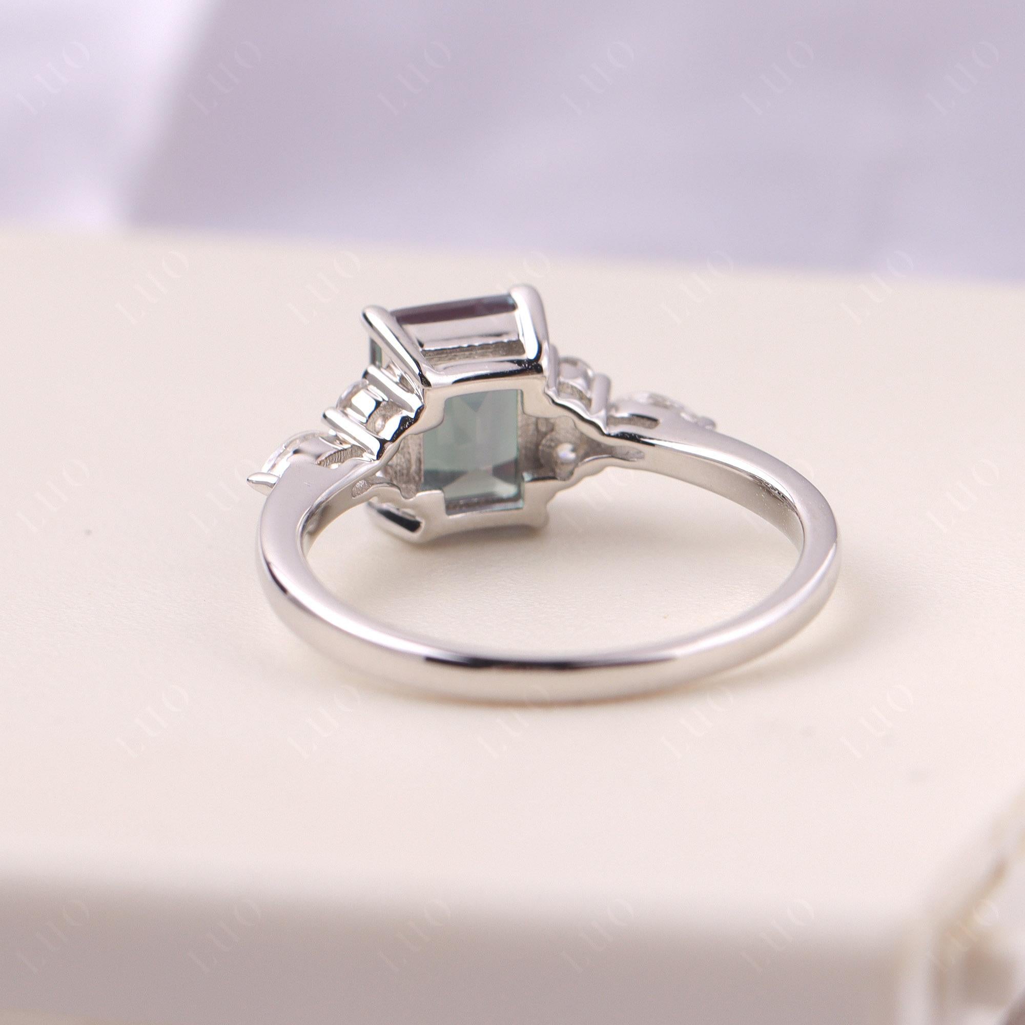 Simple Emerald Cut Alexandrite Ring - LUO Jewelry 