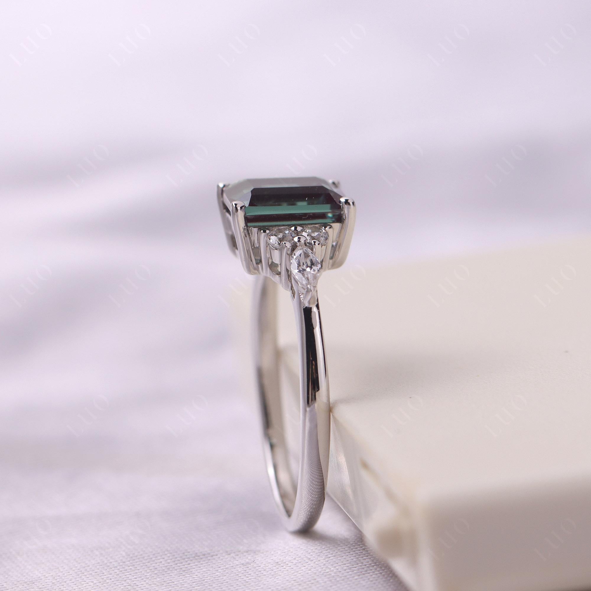 Simple Emerald Cut Alexandrite Ring - LUO Jewelry 