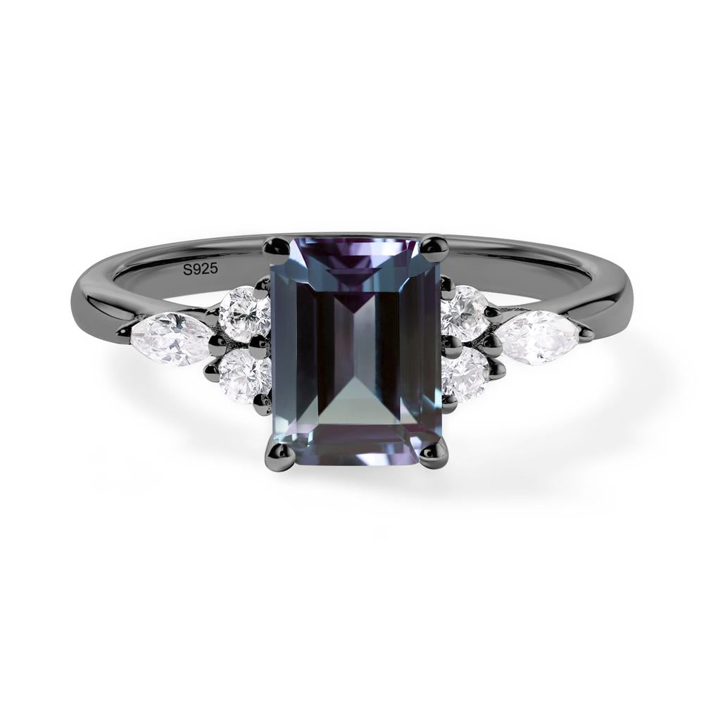 Simple Emerald Cut Alexandrite Ring - LUO Jewelry #metal_black finish sterling silver