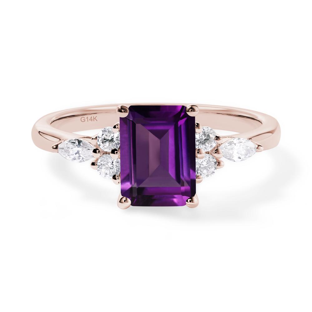 Simple Emerald Cut Amethyst Ring - LUO Jewelry #metal_14k rose gold