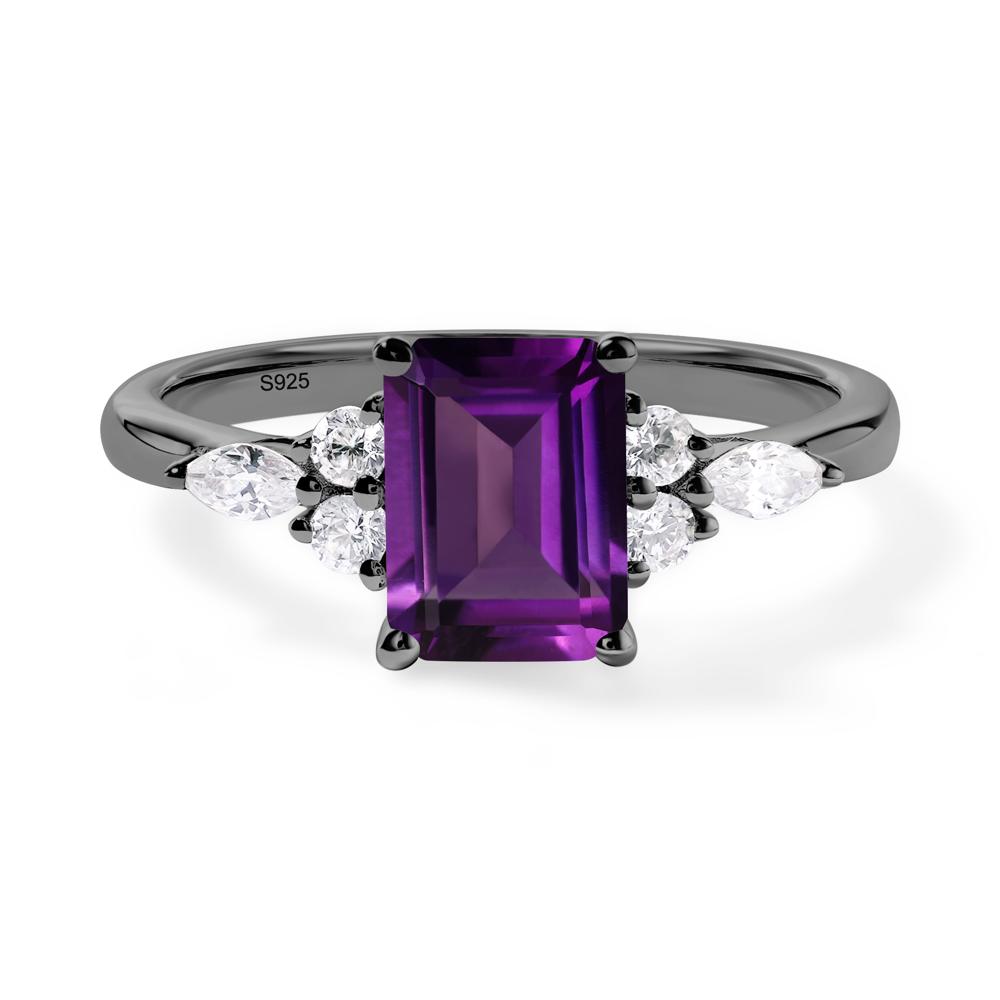 Simple Emerald Cut Amethyst Ring - LUO Jewelry #metal_black finish sterling silver