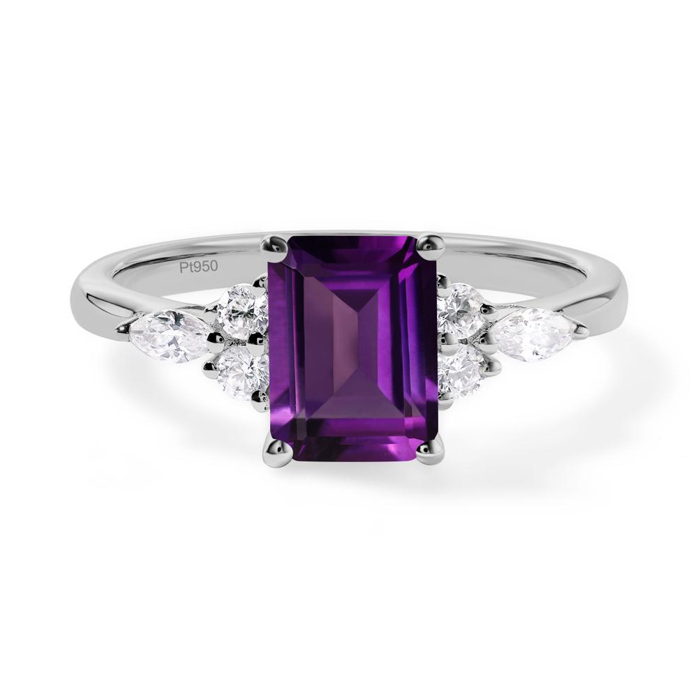 Simple Emerald Cut Amethyst Ring - LUO Jewelry #metal_platinum