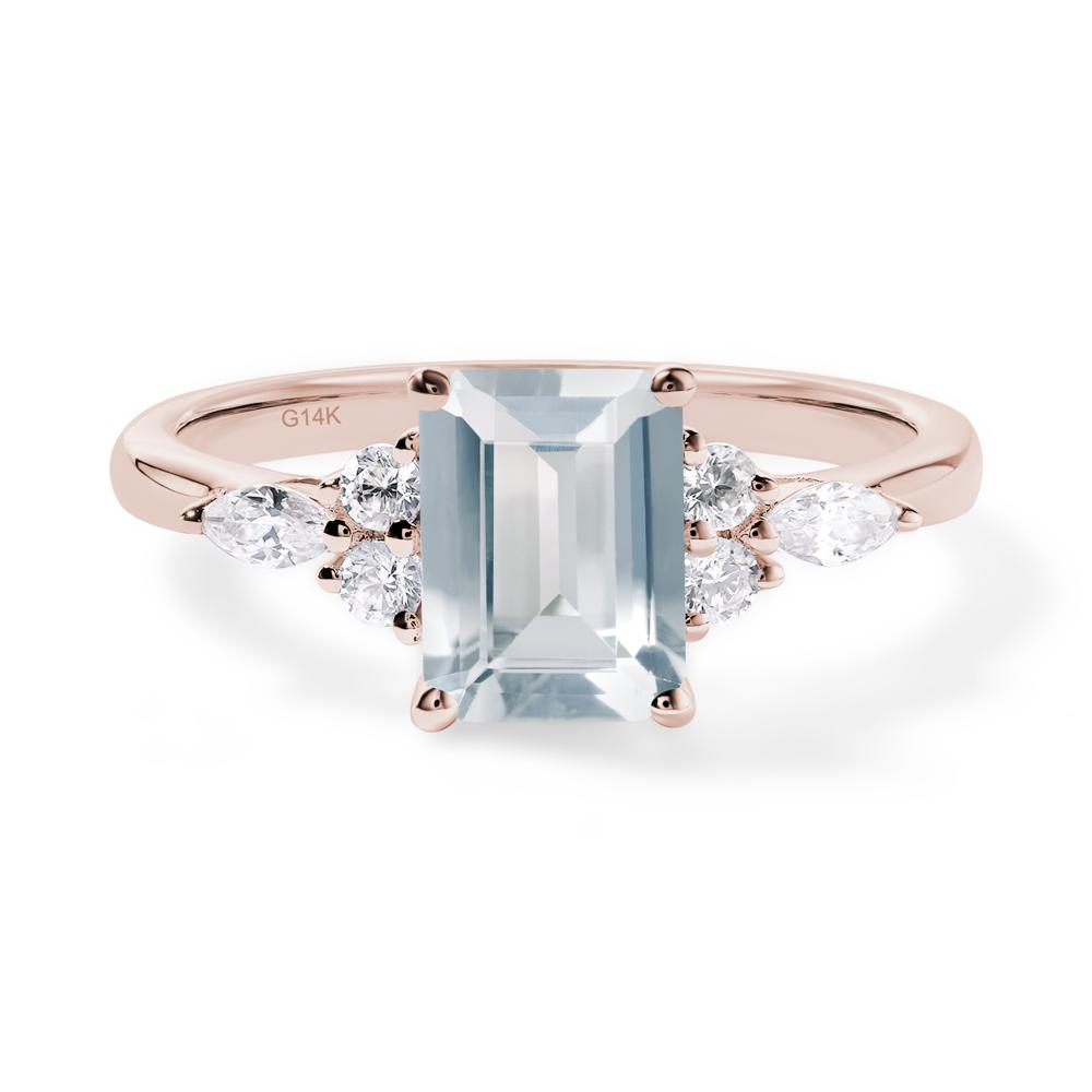 Simple Emerald Cut Aquamarine Ring - LUO Jewelry #metal_14k rose gold