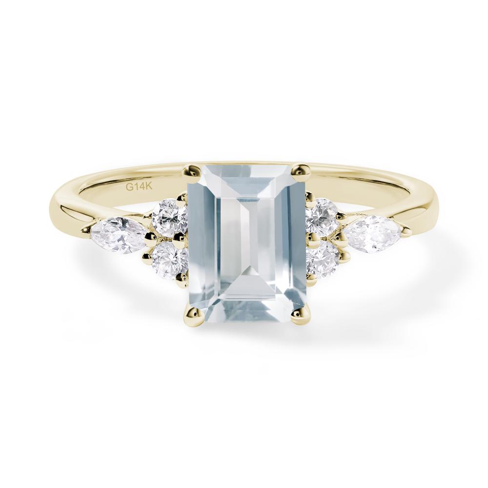 Simple Emerald Cut Aquamarine Ring - LUO Jewelry #metal_14k yellow gold