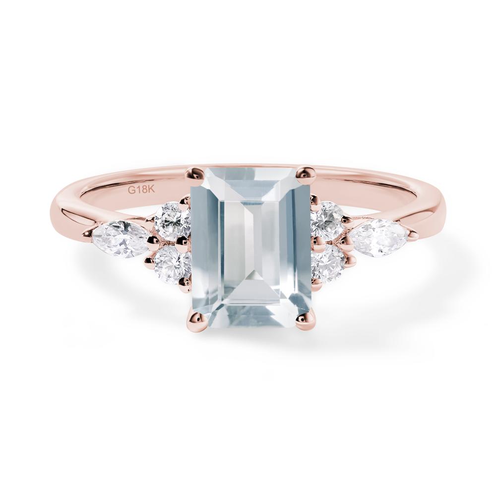 Simple Emerald Cut Aquamarine Ring - LUO Jewelry #metal_18k rose gold