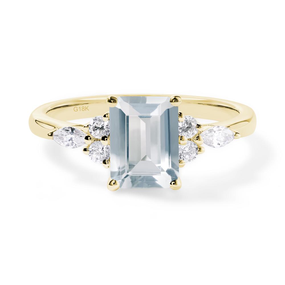 Simple Emerald Cut Aquamarine Ring - LUO Jewelry #metal_18k yellow gold