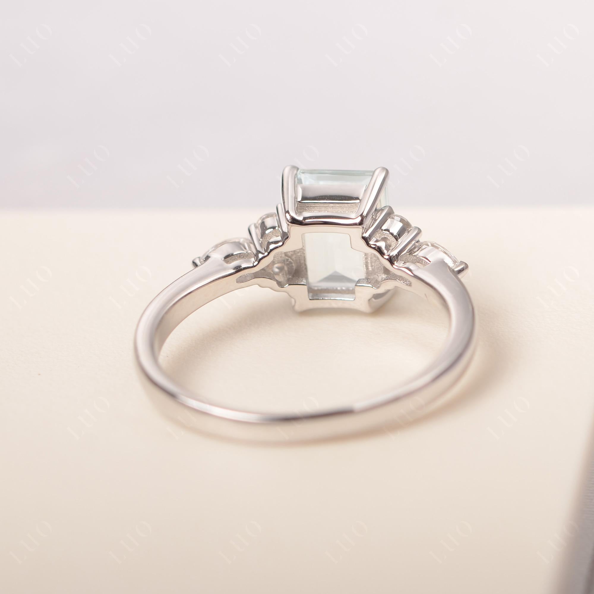 Simple Emerald Cut Aquamarine Ring - LUO Jewelry 