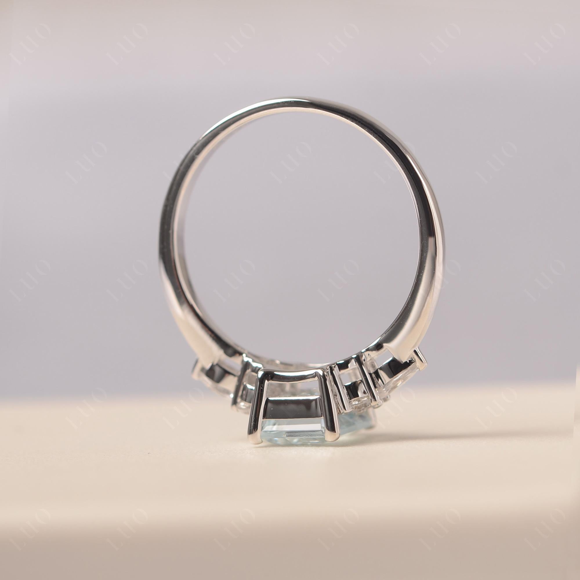 Simple Emerald Cut Aquamarine Ring - LUO Jewelry 