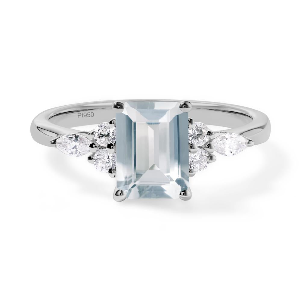 Simple Emerald Cut Aquamarine Ring - LUO Jewelry #metal_platinum