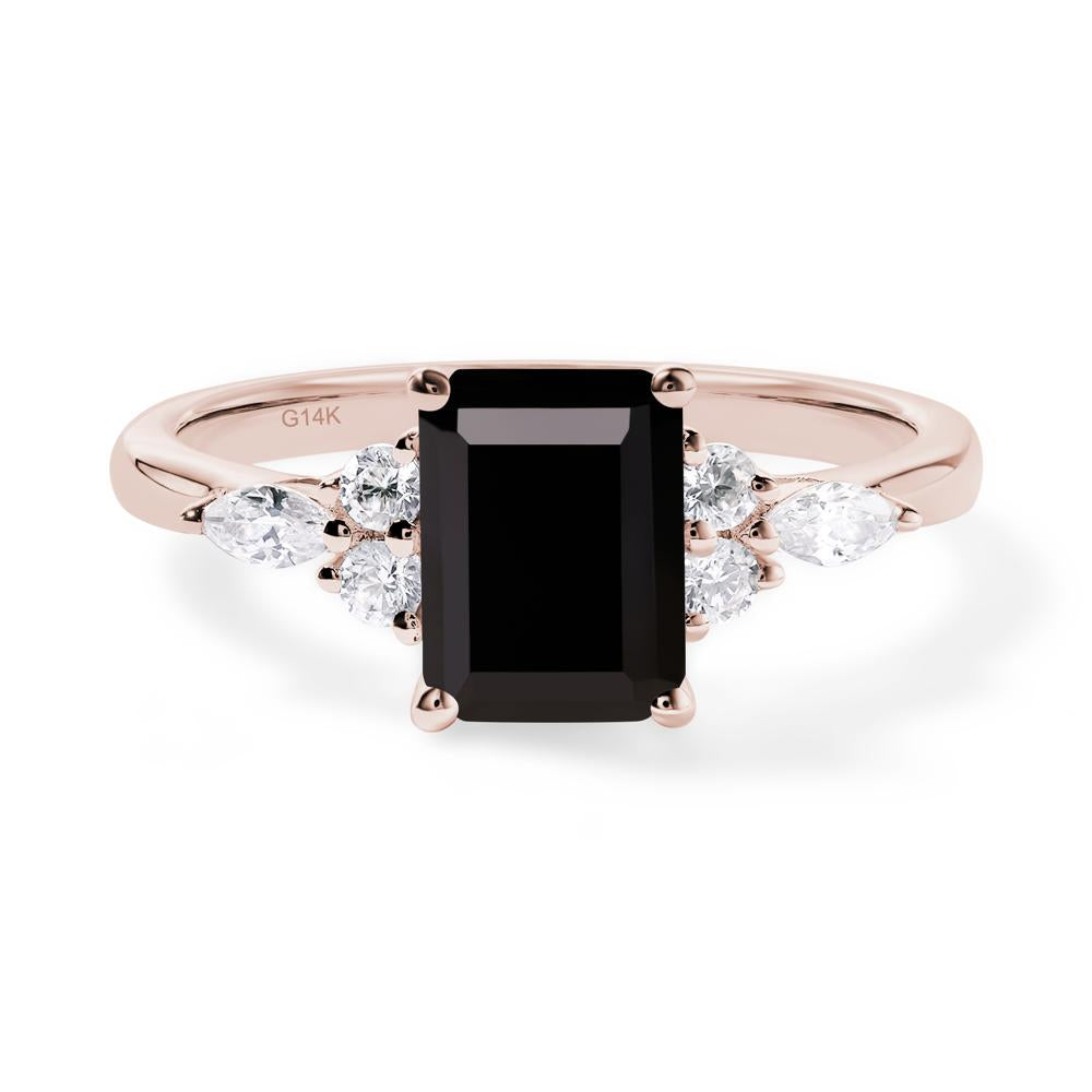 Simple Emerald Cut Black Spinel Ring - LUO Jewelry #metal_14k rose gold