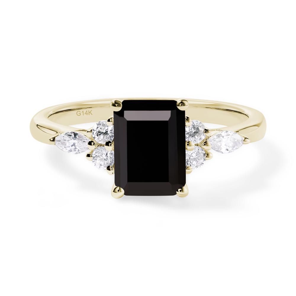 Simple Emerald Cut Black Spinel Ring - LUO Jewelry #metal_14k yellow gold