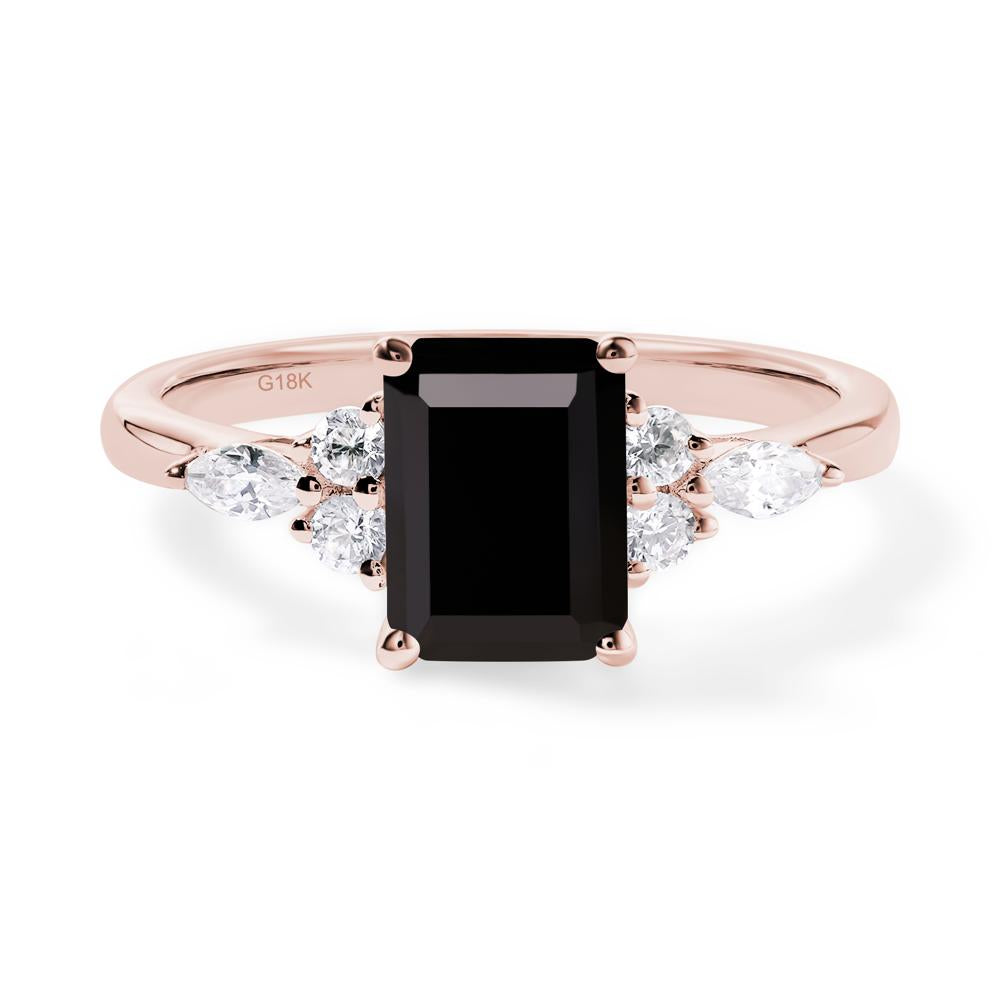 Simple Emerald Cut Black Spinel Ring - LUO Jewelry #metal_18k rose gold