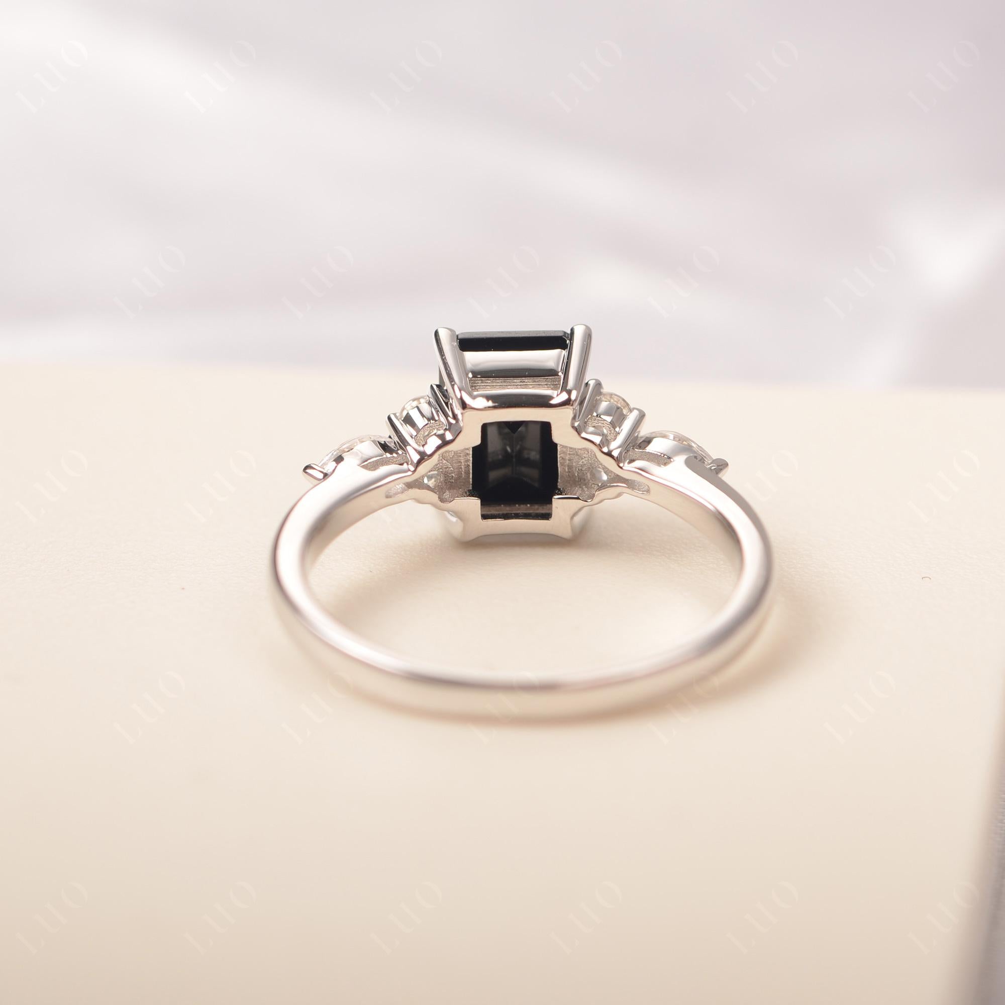 Simple Emerald Cut Black Spinel Ring - LUO Jewelry 