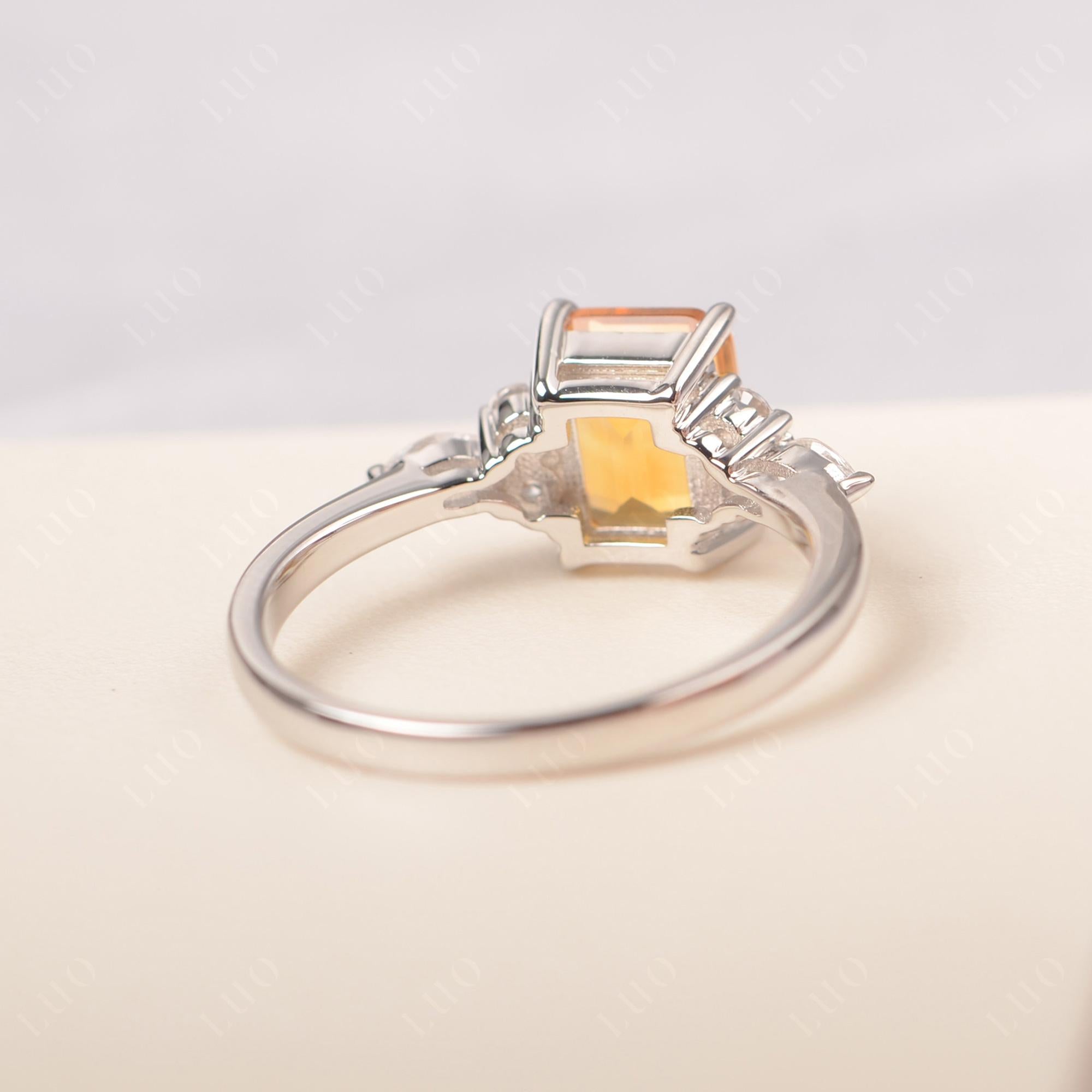 Simple Emerald Cut Citrine Ring - LUO Jewelry 