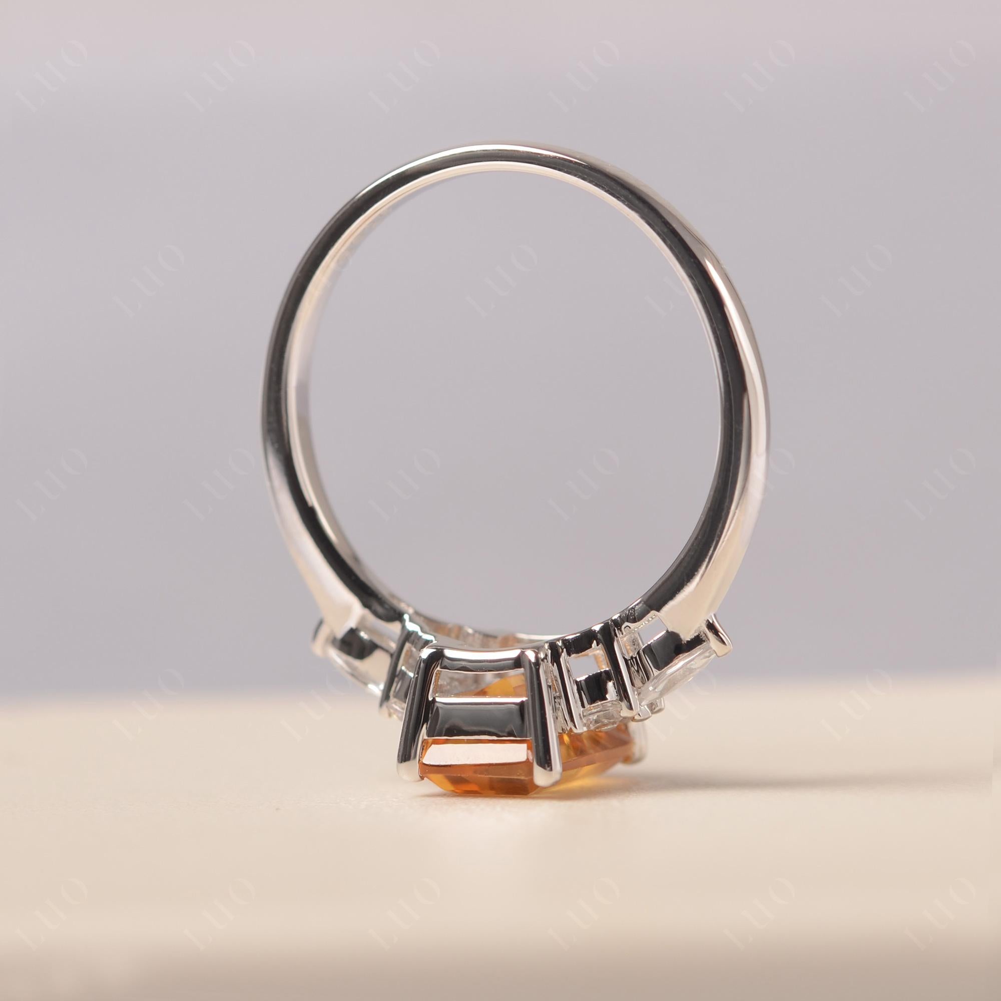 Simple Emerald Cut Citrine Ring - LUO Jewelry 