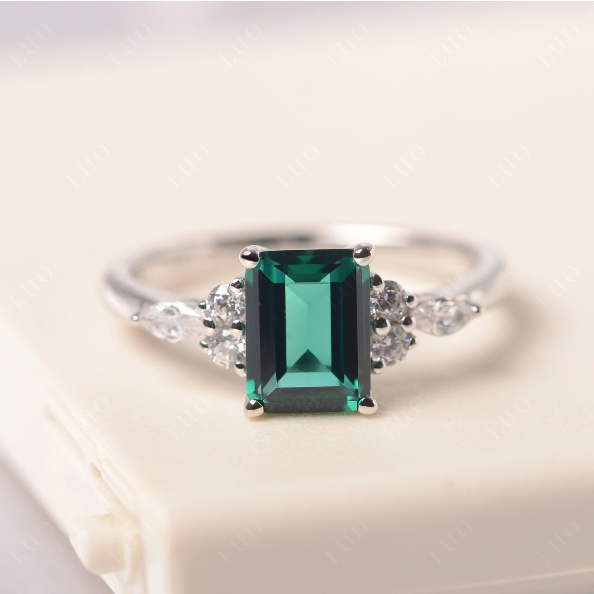 Simple Emerald Cut Emerald Ring - LUO Jewelry 