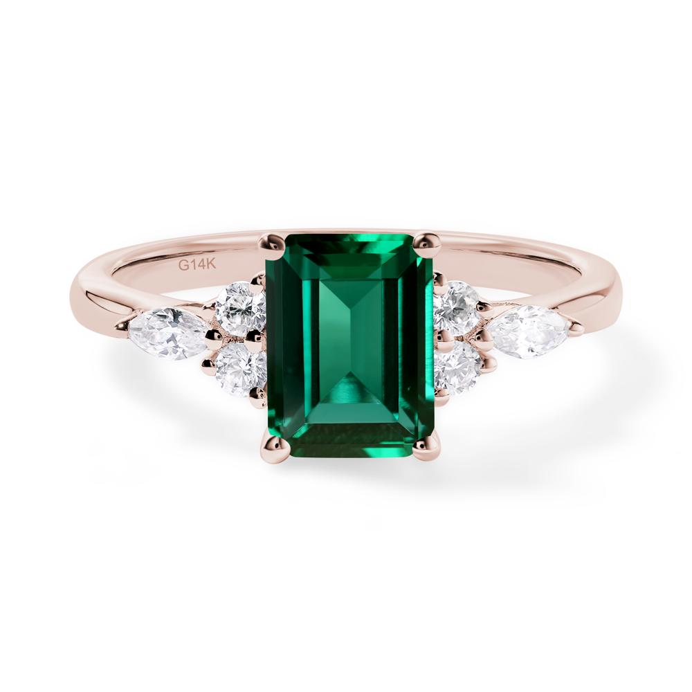 Simple Emerald Cut Emerald Ring - LUO Jewelry #metal_14k rose gold