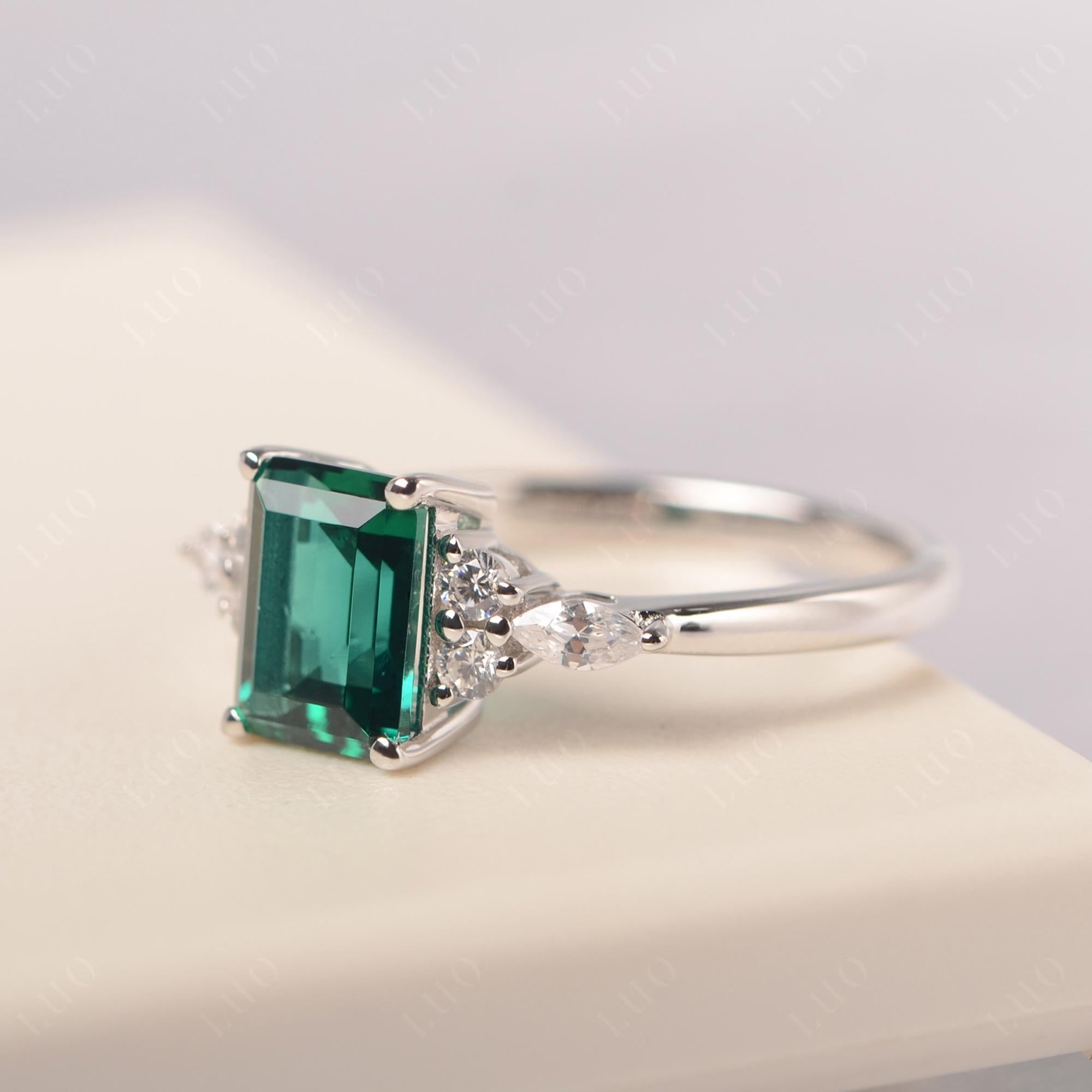 Simple Emerald Cut Emerald Ring - LUO Jewelry 