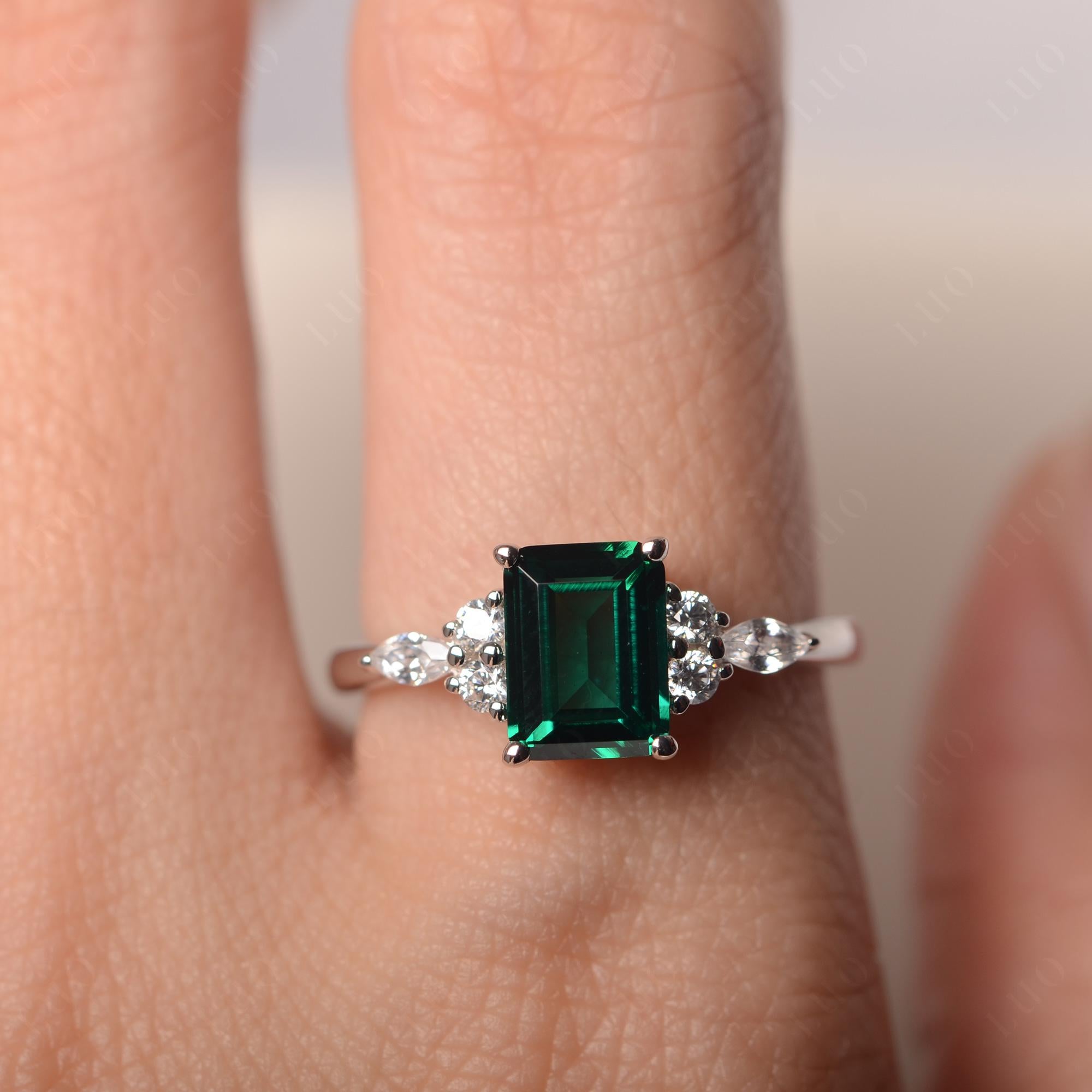 Simple Emerald Cut Emerald Ring - LUO Jewelry 