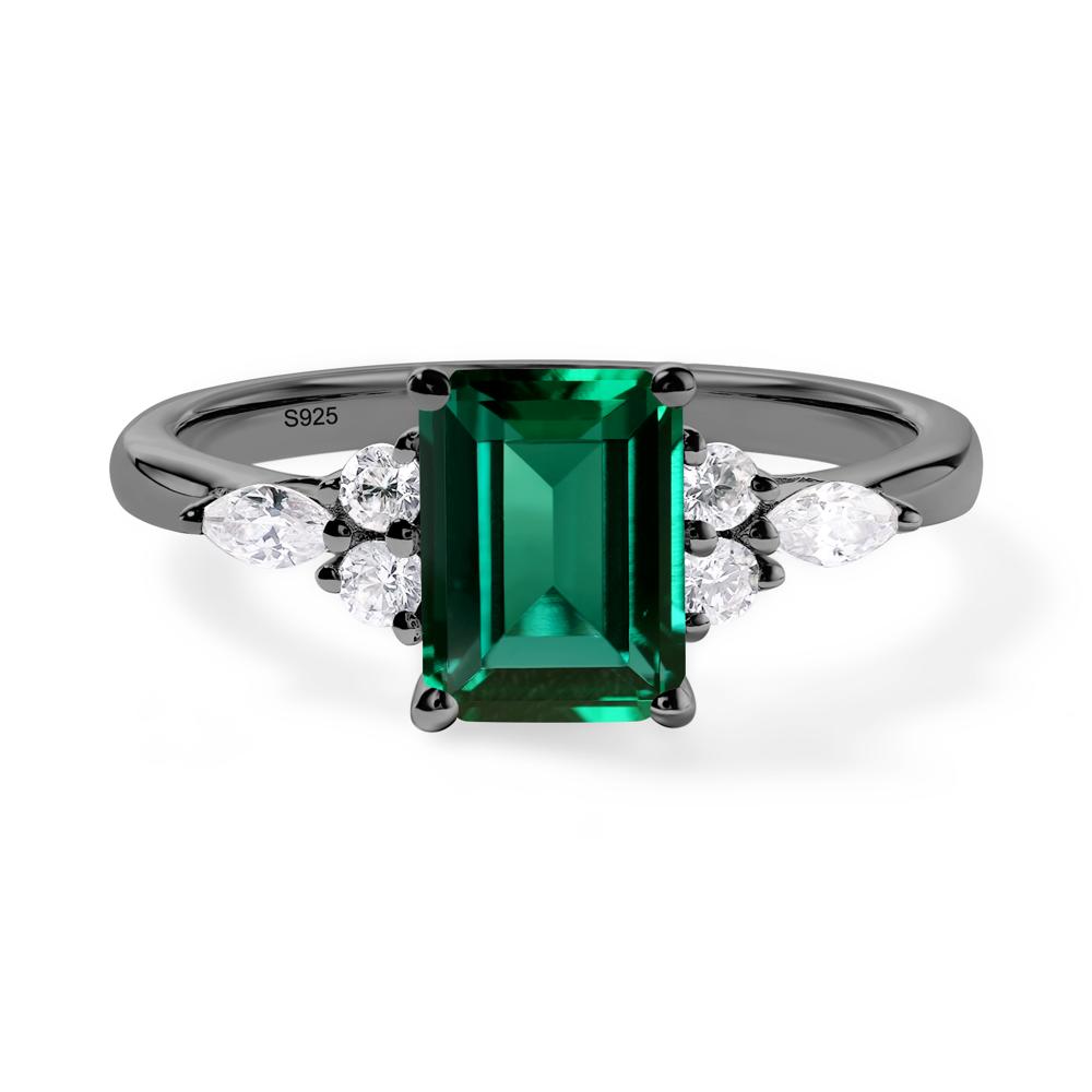 Simple Emerald Cut Emerald Ring - LUO Jewelry #metal_black finish sterling silver