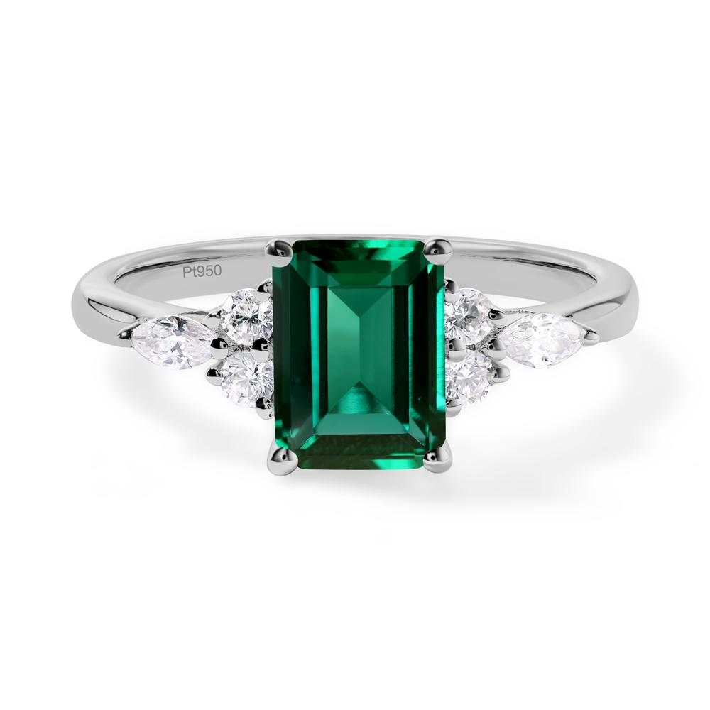 Simple Emerald Cut Emerald Ring - LUO Jewelry #metal_platinum