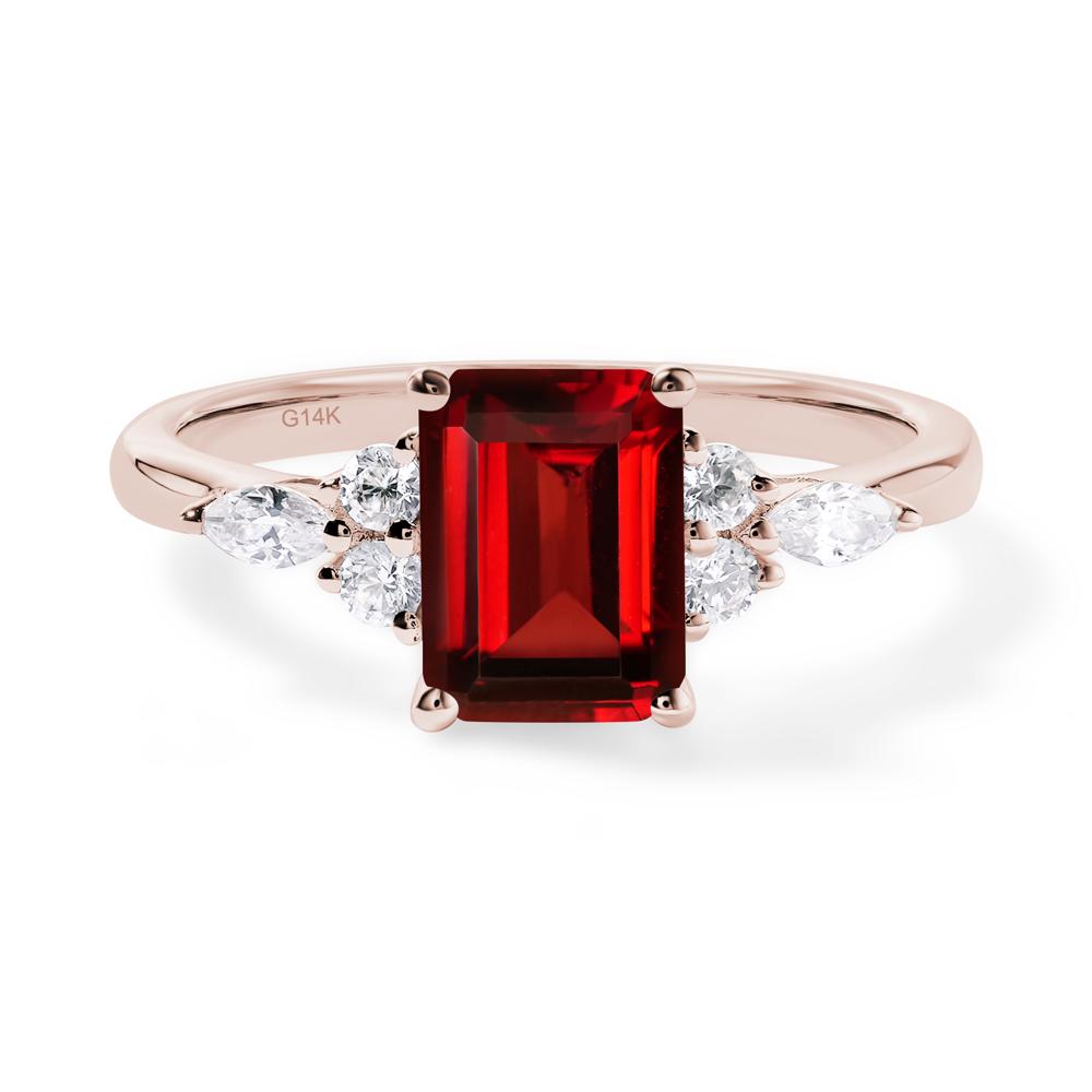 Simple Emerald Cut Garnet Ring - LUO Jewelry #metal_14k rose gold