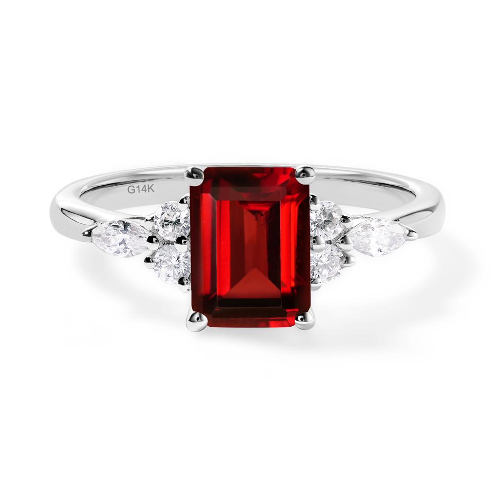 Simple Emerald Cut Garnet Ring - LUO Jewelry #metal_14k white gold