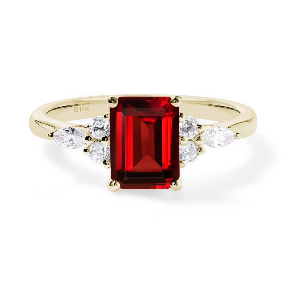 Simple Emerald Cut Garnet Ring - LUO Jewelry #metal_14k yellow gold