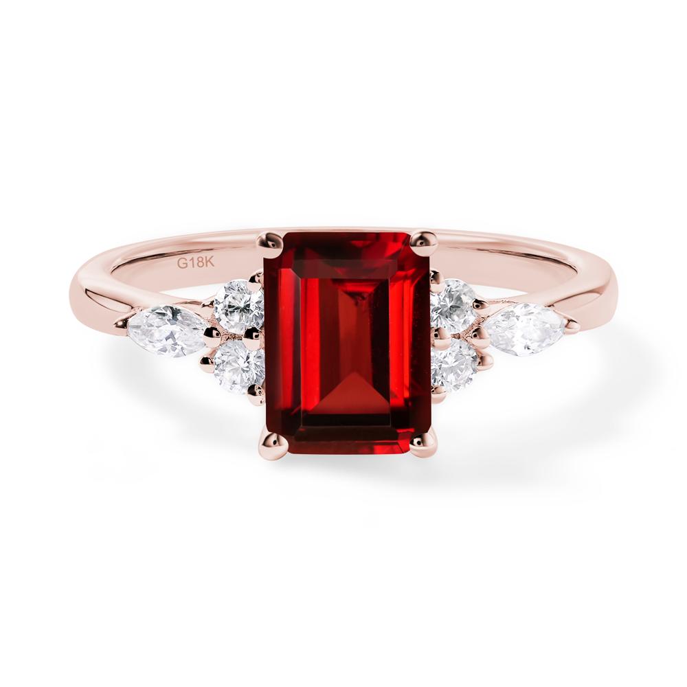 Simple Emerald Cut Garnet Ring - LUO Jewelry #metal_18k rose gold