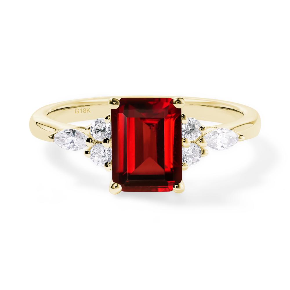 Simple Emerald Cut Garnet Ring - LUO Jewelry #metal_18k yellow gold