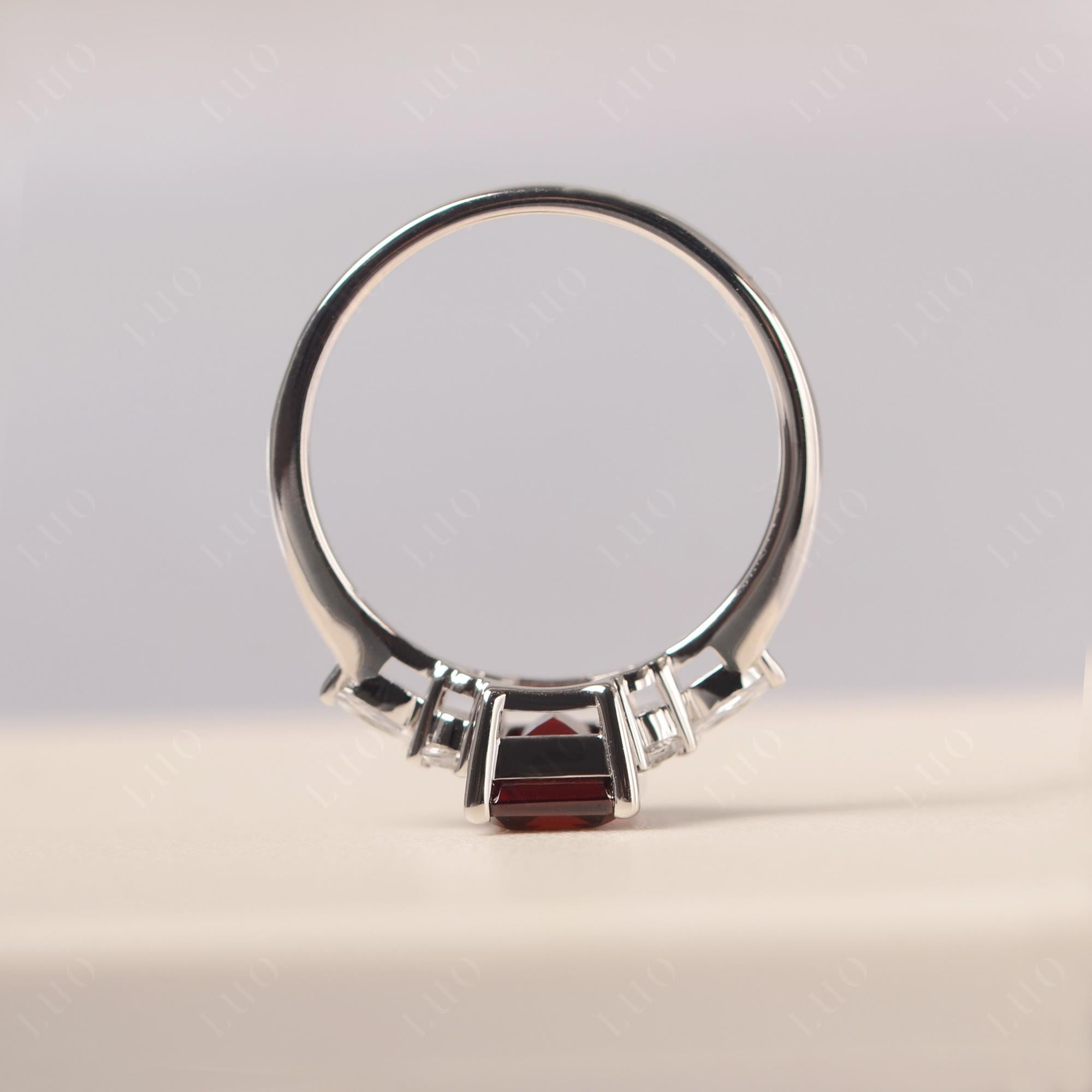 Simple Emerald Cut Garnet Ring - LUO Jewelry 