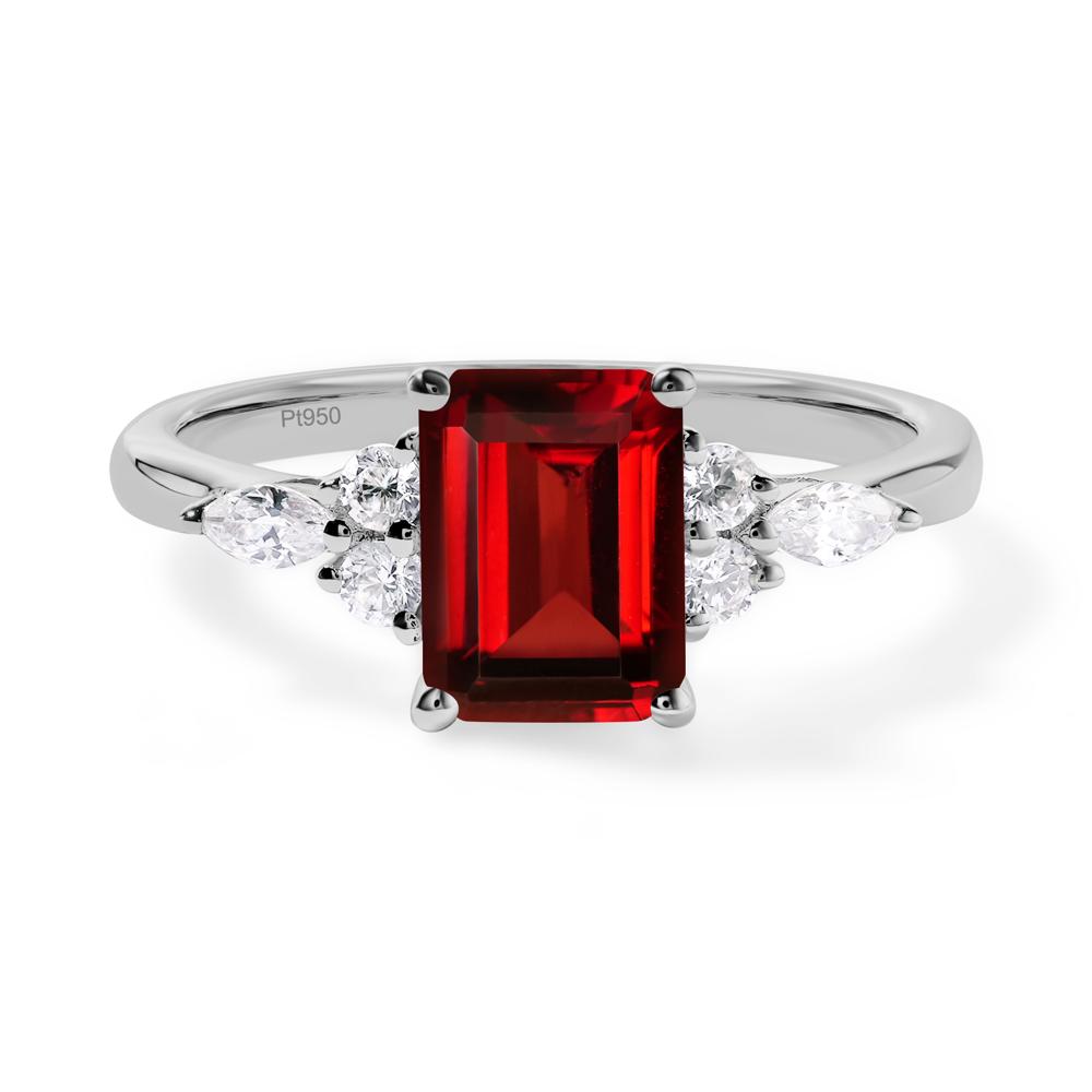 Simple Emerald Cut Garnet Ring - LUO Jewelry #metal_platinum