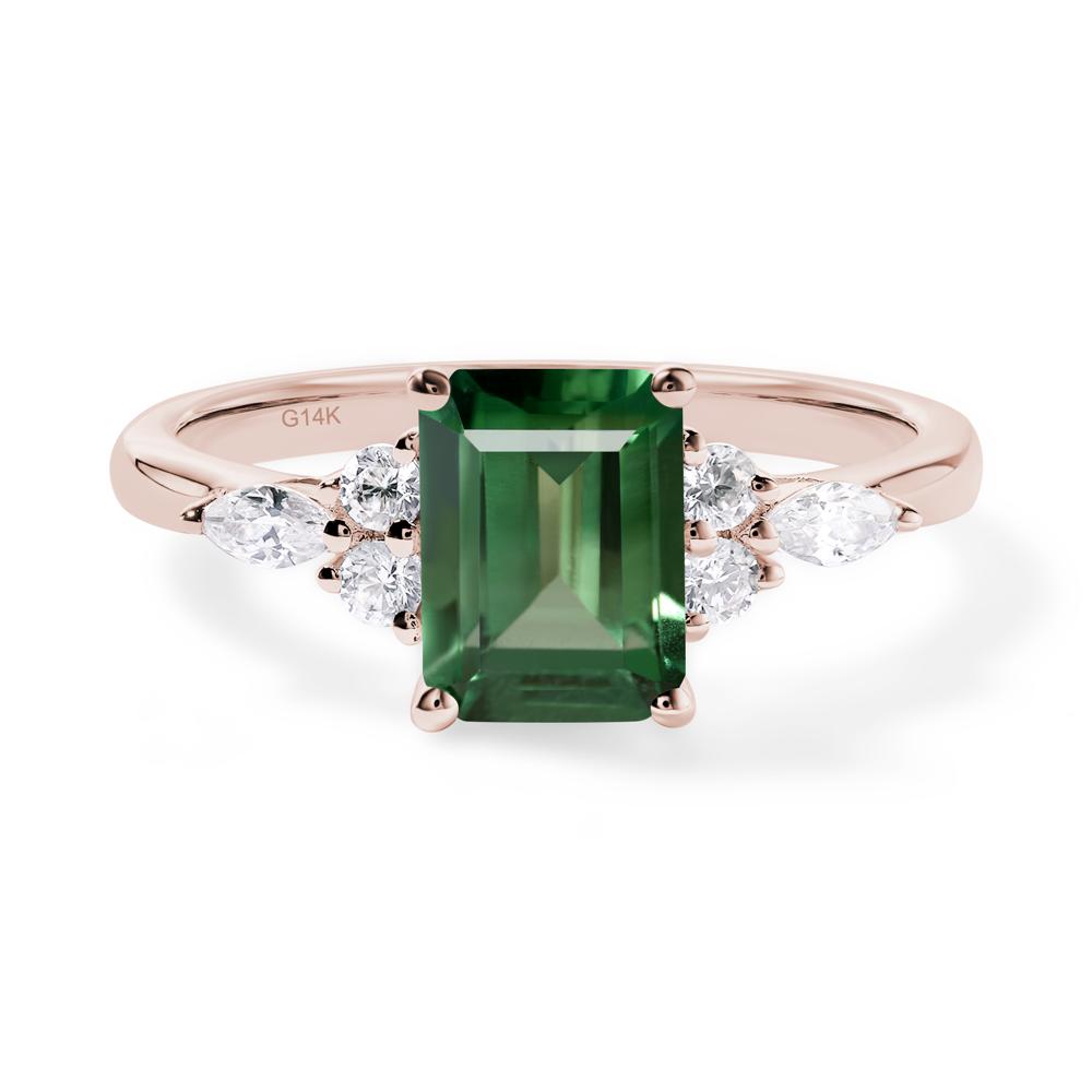 Simple Emerald Cut Green Sapphire Ring - LUO Jewelry #metal_14k rose gold