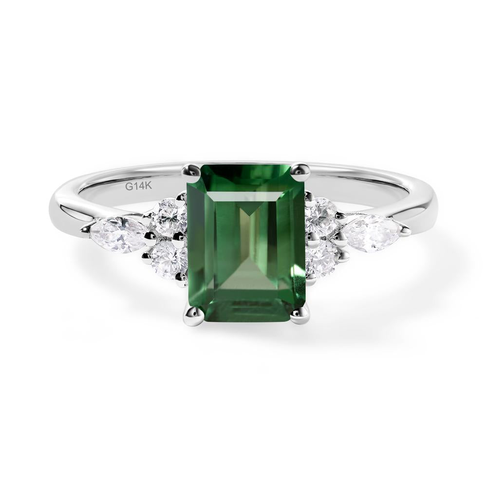 Simple Emerald Cut Green Sapphire Ring - LUO Jewelry #metal_14k white gold