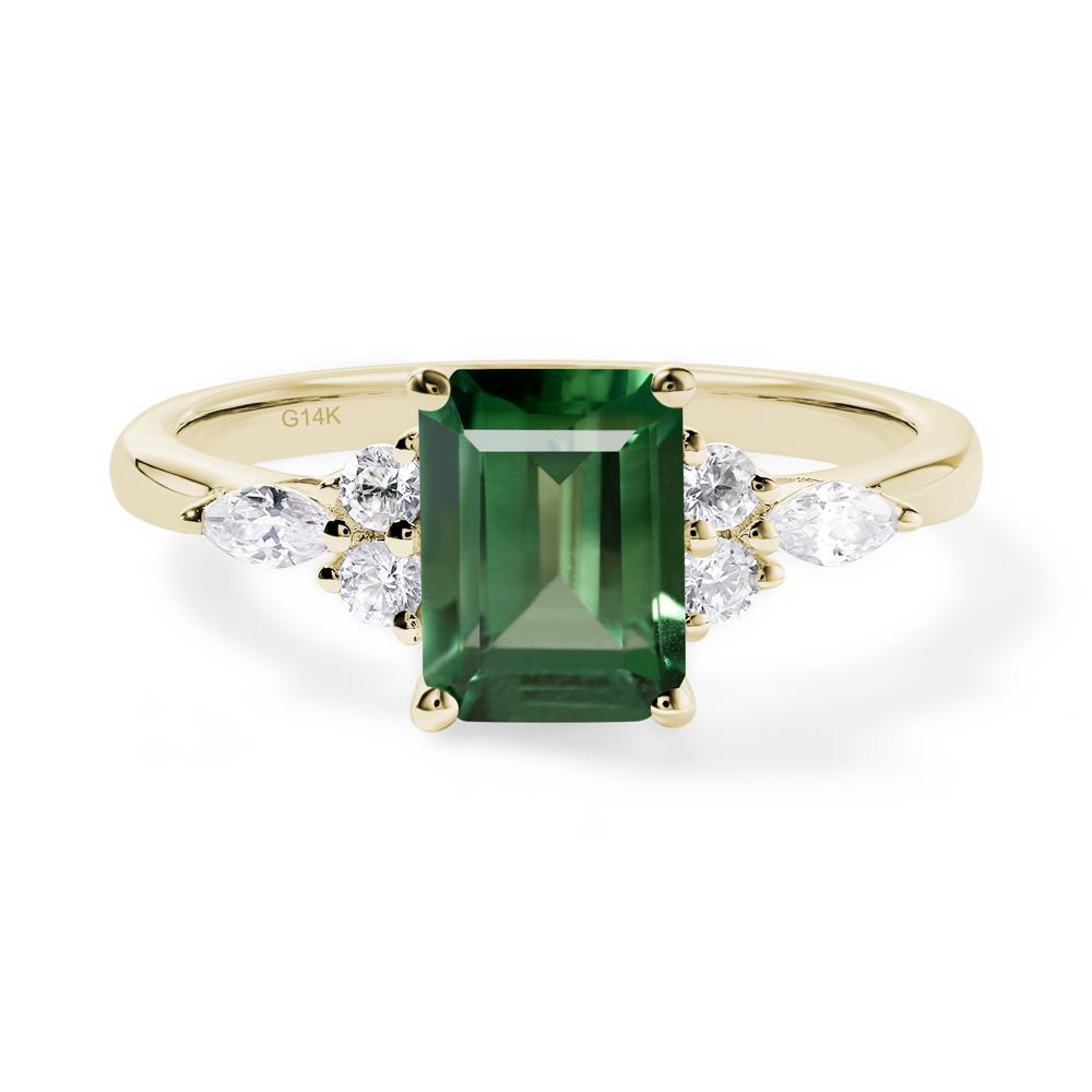 Simple Emerald Cut Green Sapphire Ring - LUO Jewelry #metal_14k yellow gold