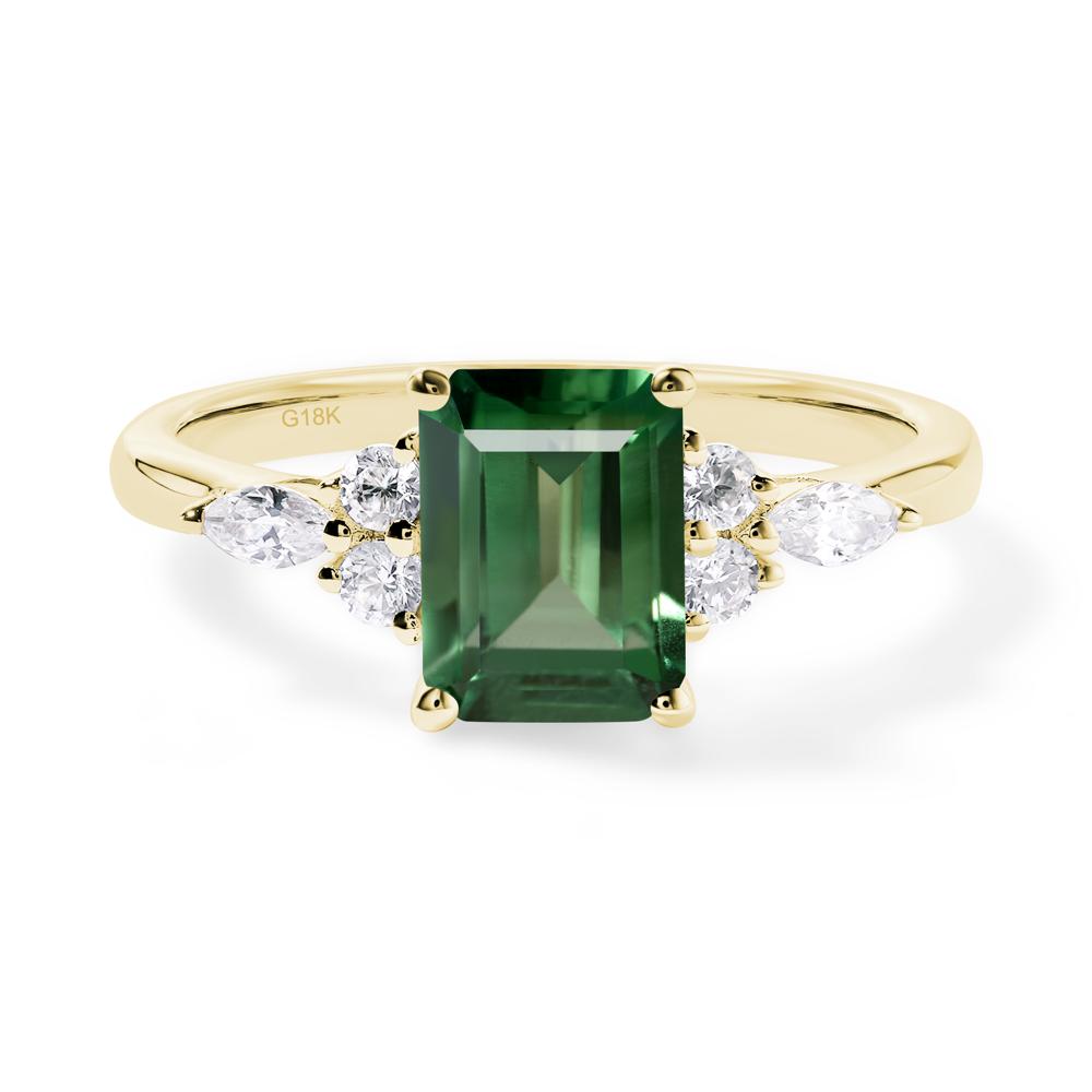 Simple Emerald Cut Green Sapphire Ring - LUO Jewelry #metal_18k yellow gold